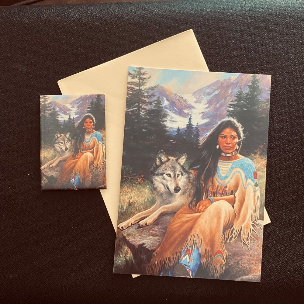 WINDSONG Carole Coffman VTG Greeting Card / Magnet Leanin'‎ Tree Combo Pack